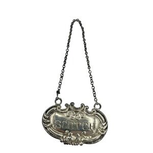 Vintage WEBSTER Sterling Silver SCOTCH Liquor Bottle Label Decanter Tag